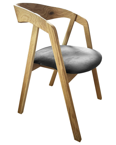 An oak chair with a  seat